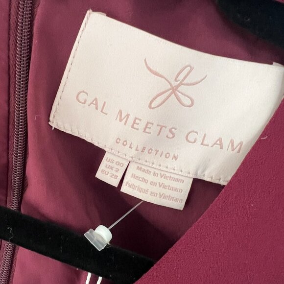 Gal Meets Glam Size 00 Delaney Jumpsuit Wine New Holidays Office Wedding Guest - Picture 16 of 16